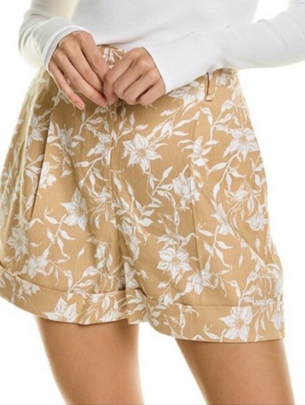 🌞🤍🏖️ NWT rag & bone Floral Linen-Blend High-rise Shorts